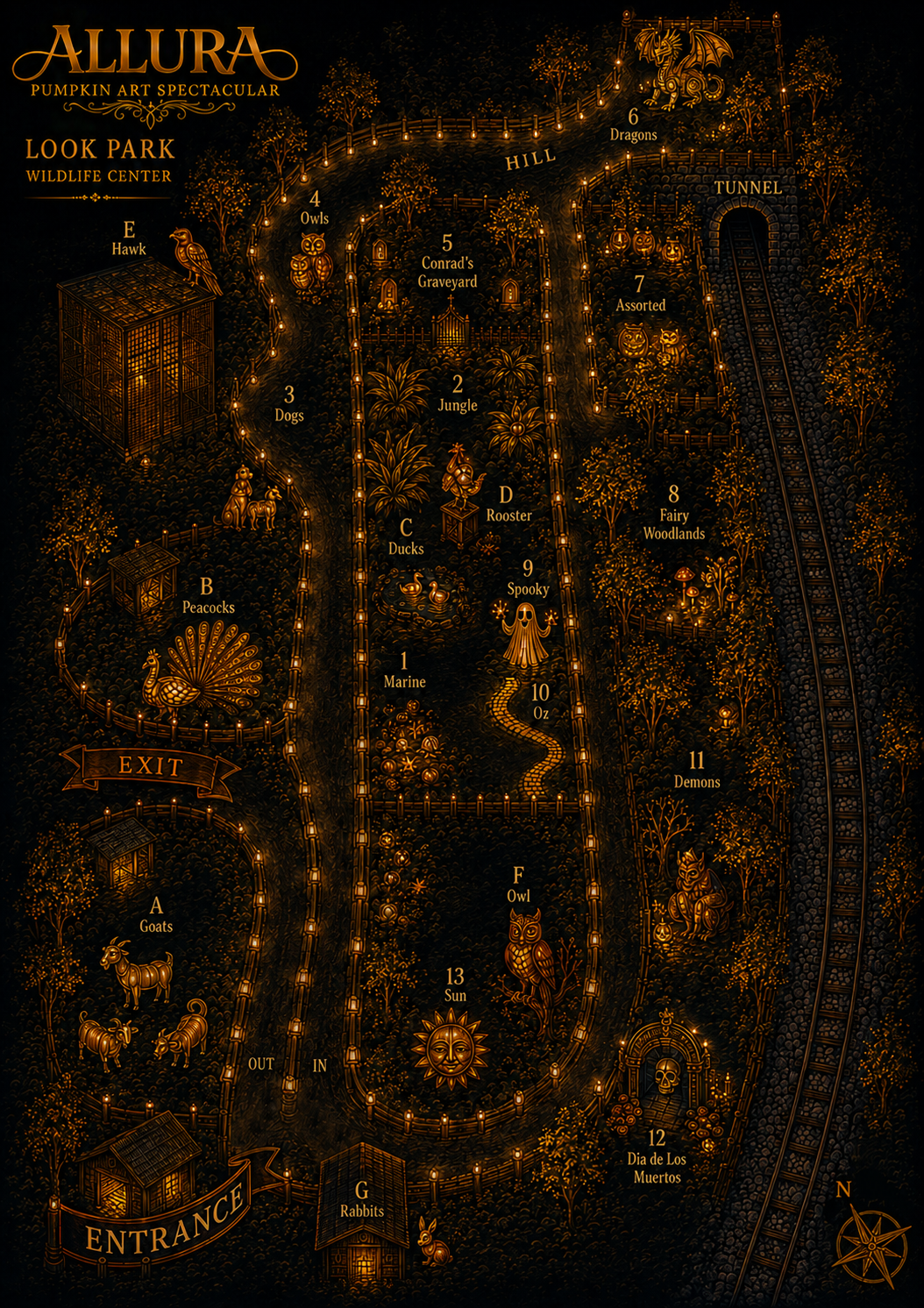 Illustrated map of the ALLURA path through Look Park Wildlife Center